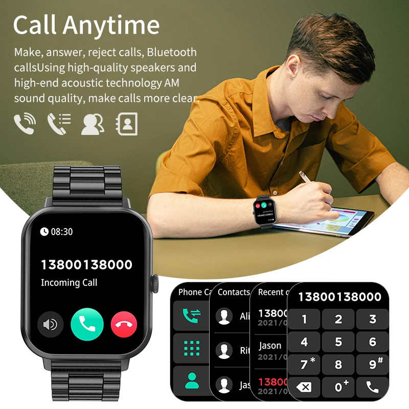 LIGE м Ʈ ġ Ǯ ġ ũ   ð  ƮϽ  Smartwatch Reloj Hombre