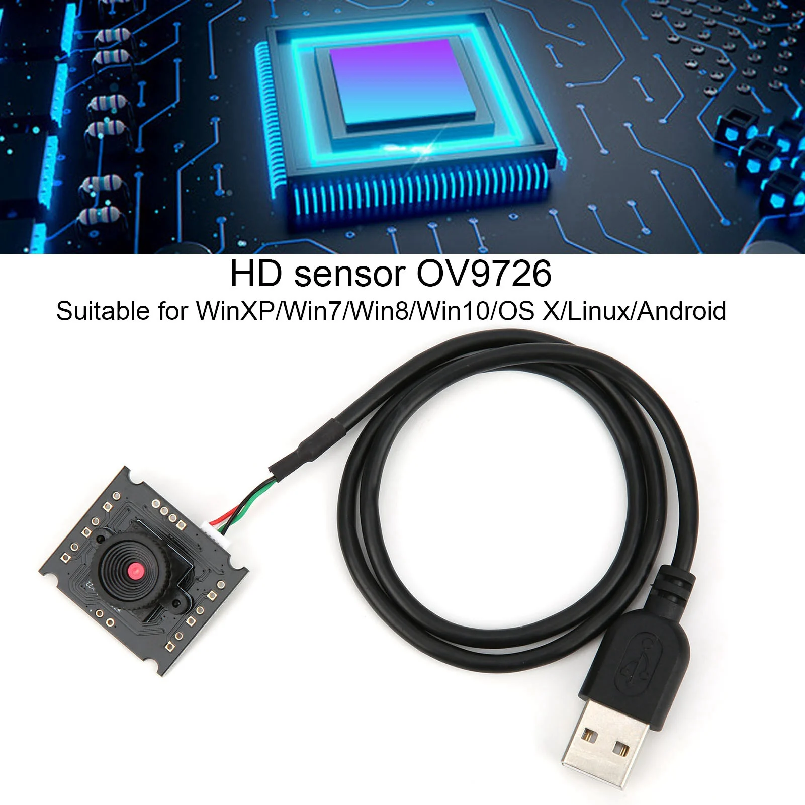 Modulo telecamera Interfaccia USB HD HBV‐W202012HD per WinXP/Win7/Win8/Win10/OS X//Modulo fotocamera USB Android Modulo telecamera da 1 MP