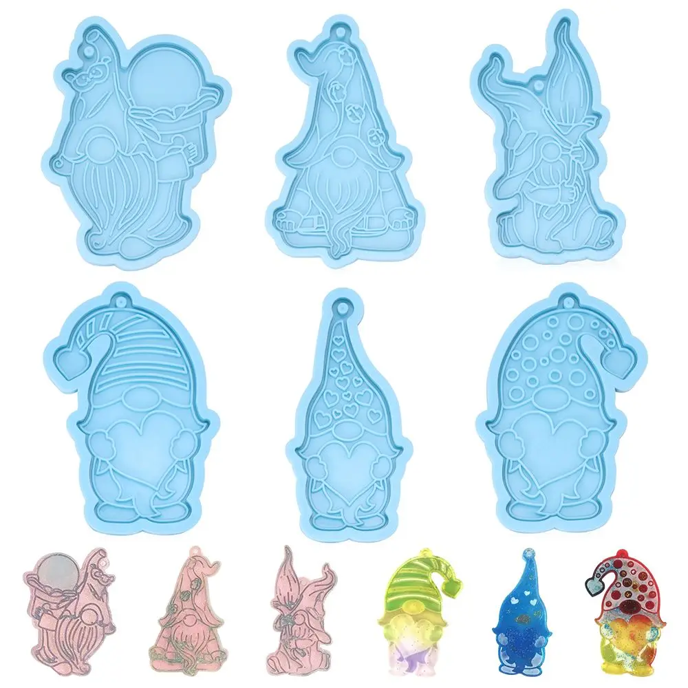 Silicone Mold Merry Christmas Keychain Garden Elves Epoxy Resin Mold Faceless Doll Dwarf DIY Craft Jewelry Pendant Casting Tool