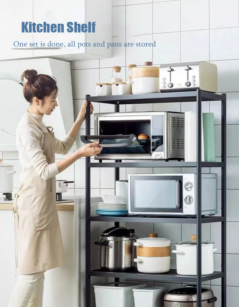 Adjustable Microwave Oven Shelf floor-standing Multi-layer Storage Artifact Kitchen Tableware Shelves Supplies Rack Holder