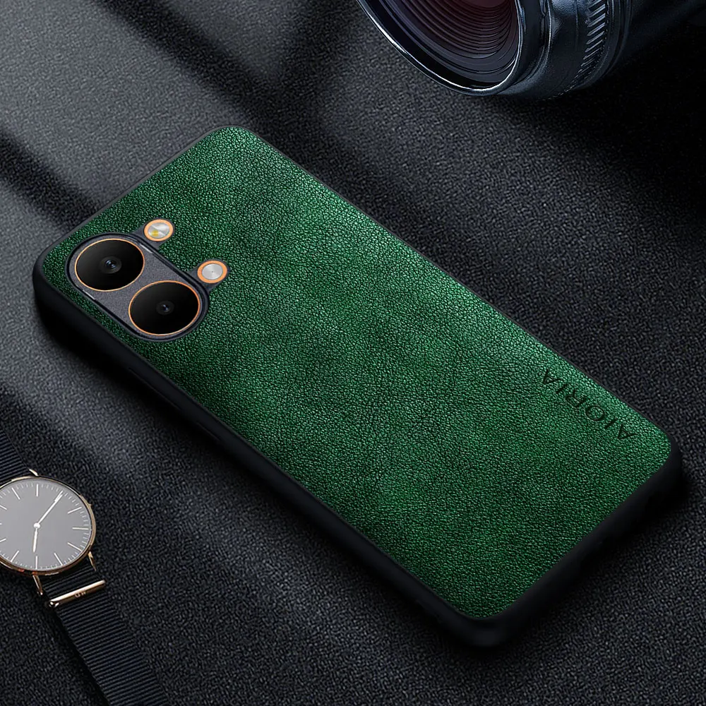 Premium Luxury Leather Retro Business Style Solid Color Phone Case