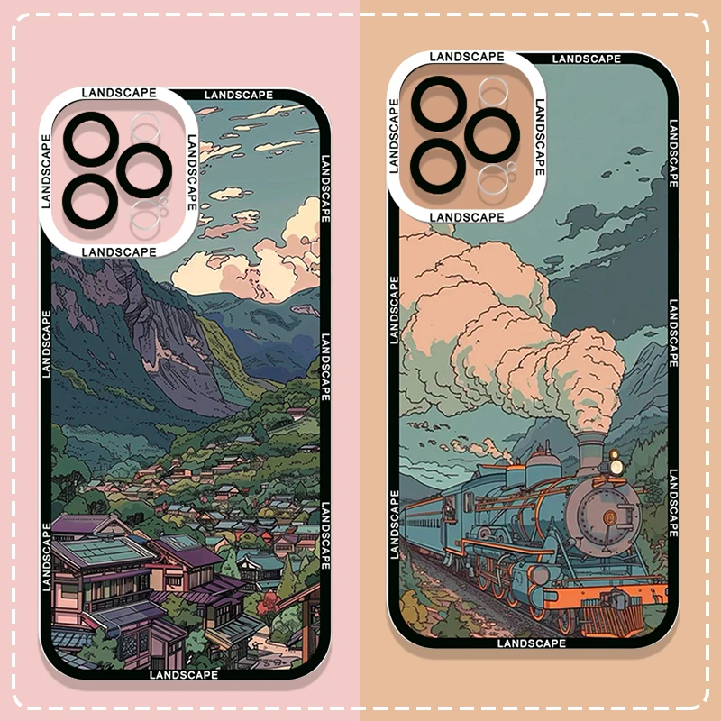 Japanese Anime Landscape Artistic Scenery Clear Phone Case
