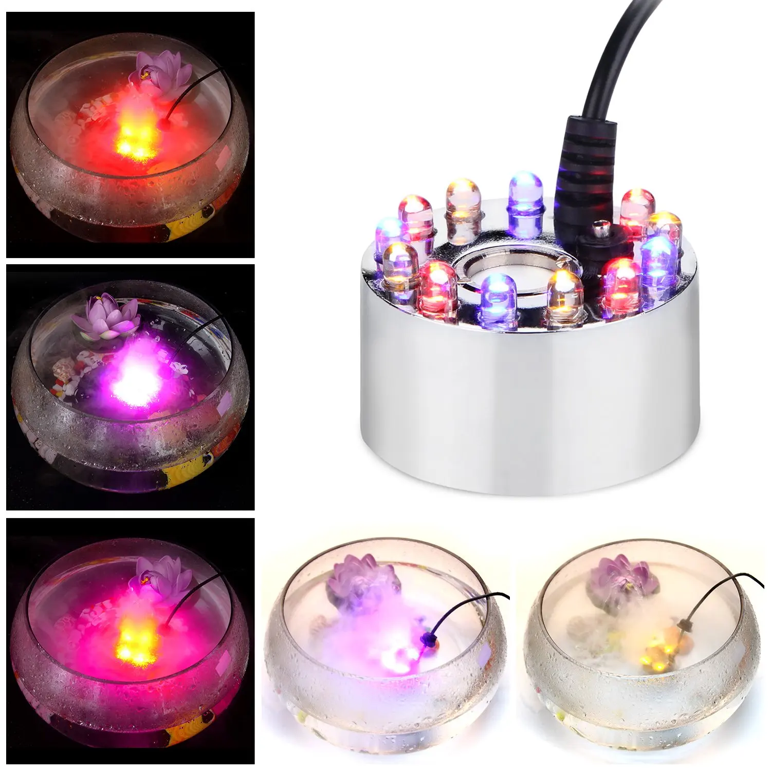 2023 Halloween Mini LED Pumpkin Light Fogger Water Fountain Pond Fog Machine Atomizer - Perfect for Halloween and Christmas Party Decoration - Image 2