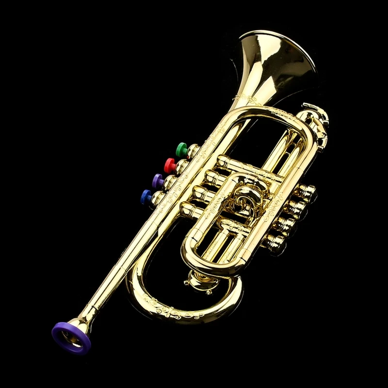 Golden Music Educational Children Trumpet Kids Trumpet Plastic with 4 Colored Keys for Early Developmental Toy