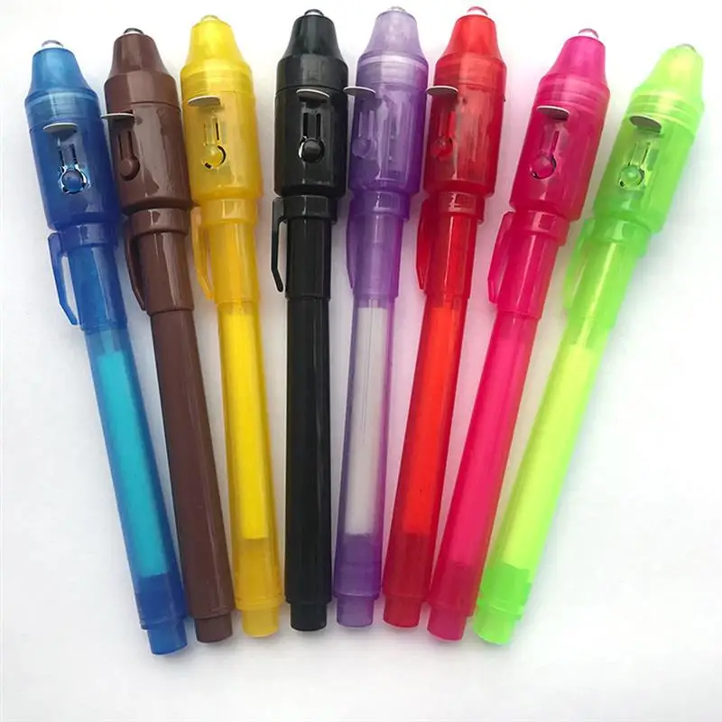 UV LED 펜 보이지 않는 잉크 라이트 스마트 펜, 보이지 않는 잉크 펜, UV 라이트, 보이지 않는 마커, 4 색 혼합, 24 개
