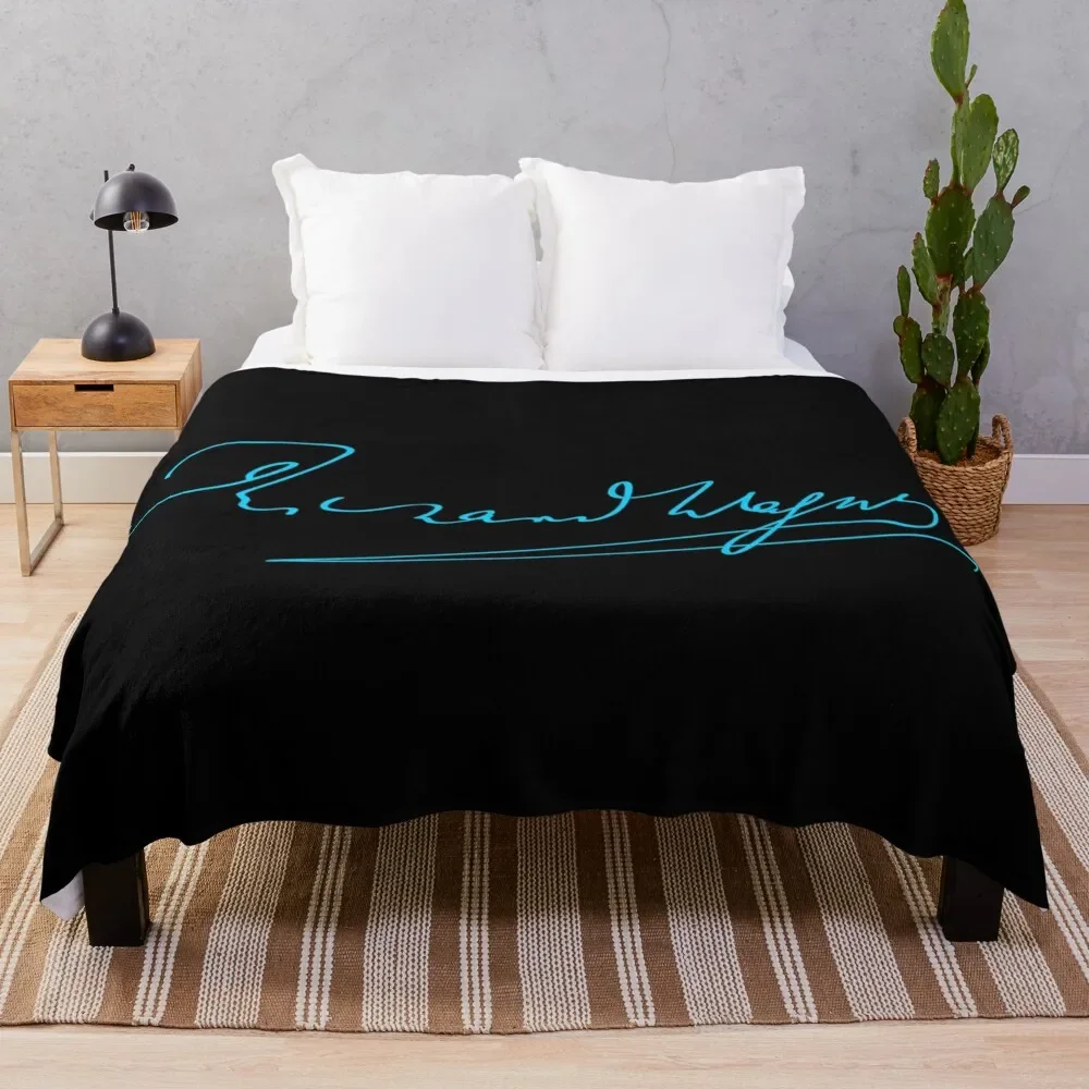 

Richard Wagner - Signature - Blue - RB Throw Blanket Fluffy Shaggy blankets and throws Polar Soft Plush Plaid Blankets