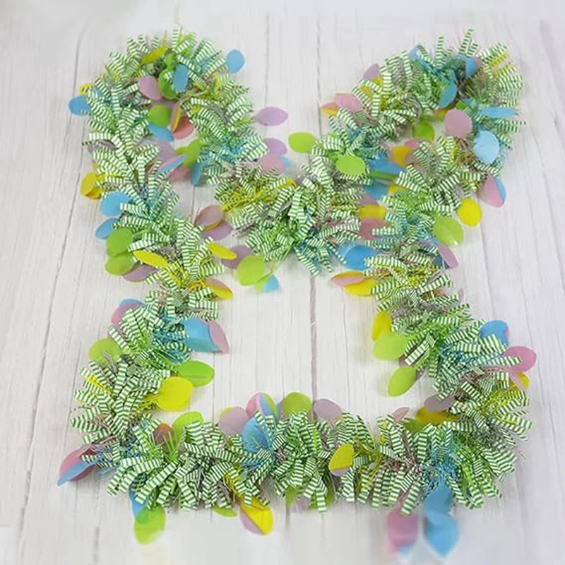 Easter Tinsel Garland Spring Green Hanging Stripe Set Con Uovo Colorato, Kit Di Ornamenti Appesi Per La Decorazione Della Festa Di Pasqua