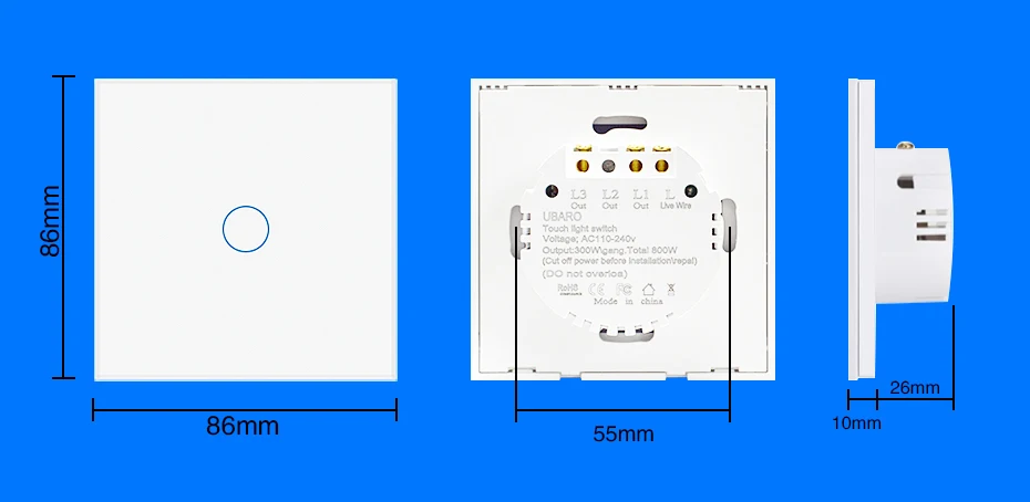 De Luz, USB C Soquete, Interruptor de