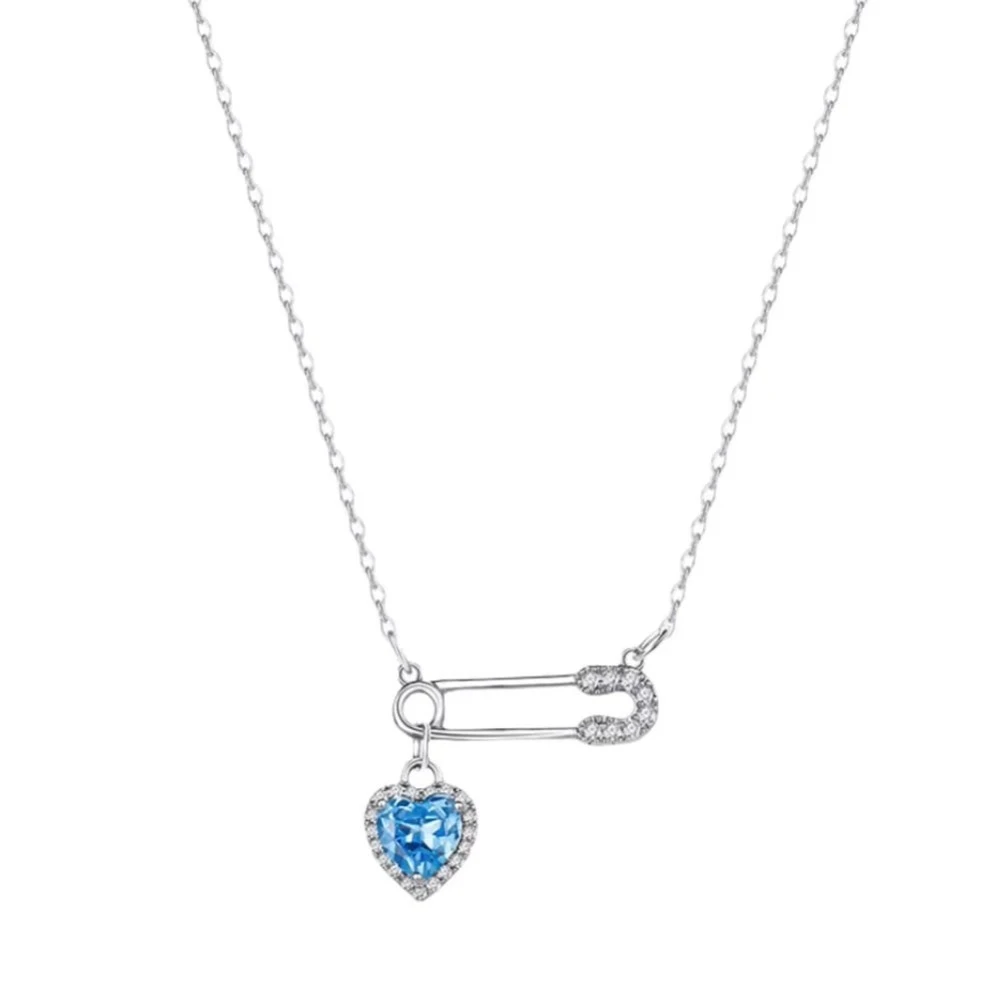 New Love Pendant Pin Necklace Safety Needle Clip Necklace Zircon Hollow Choker Women 16 S492f070225f74fb78a223c5f2eae94620