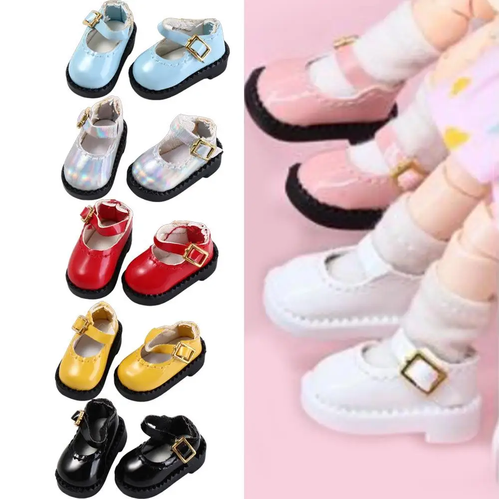 1Pair PU Leather ob11 Doll Sandals Mini Round Toe 12 BJD Doll PU Shoes Cute 2.7*1.3cm OB11 Princess Shoes Clay Dolls