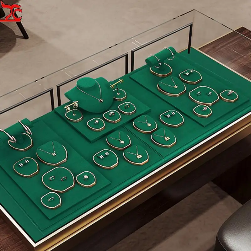 High Grade Green Jewelry Display Rack Earring Bracelet Jewelry Rack Microfiber Jewelry Counter Display Props In Stock