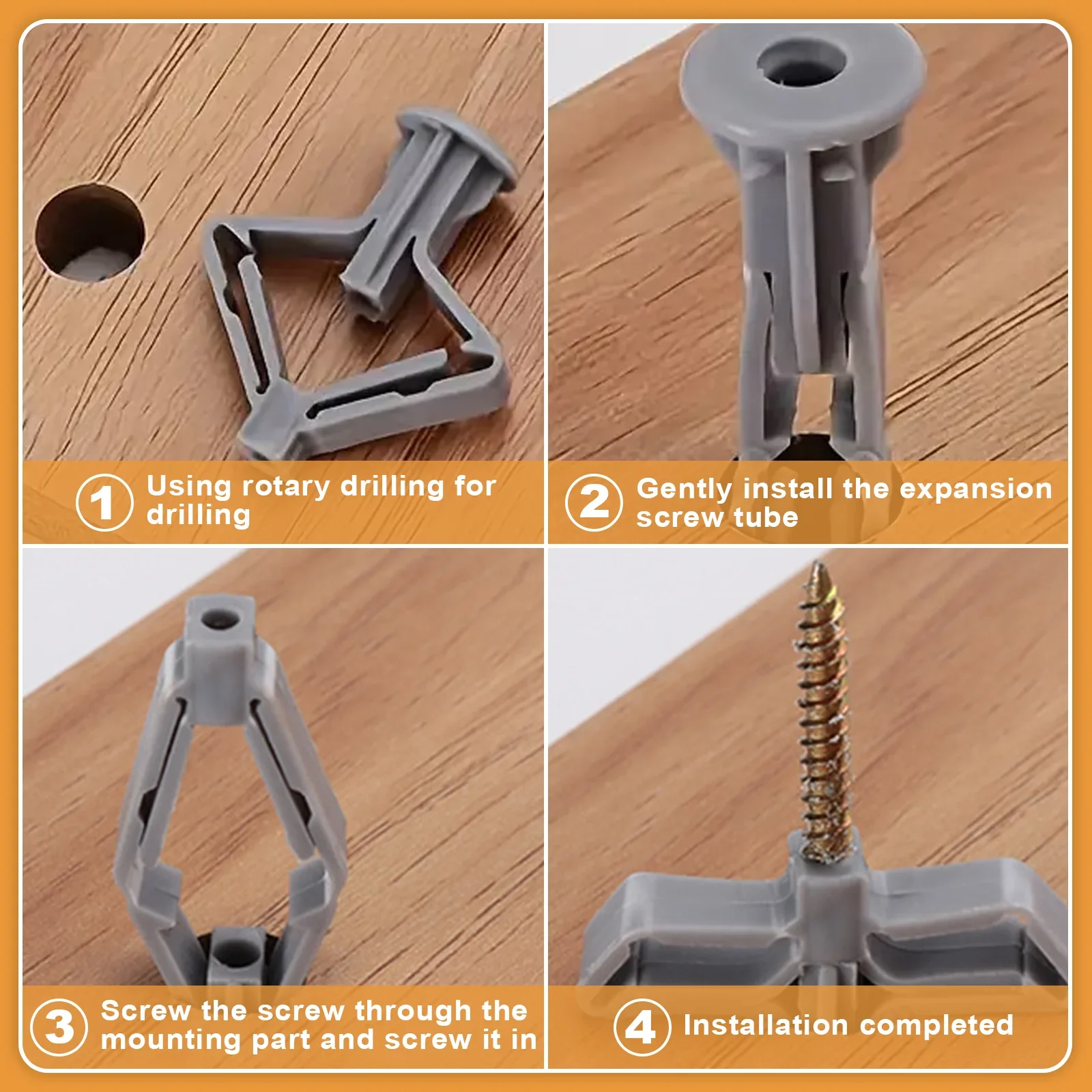 Description Picture 4 of item25 Sets Of Nylon Expansion Drywall Anchoring Kit With Galvanized Carbon Steel Screws, Self-Drilled Wall, Special For Drywall