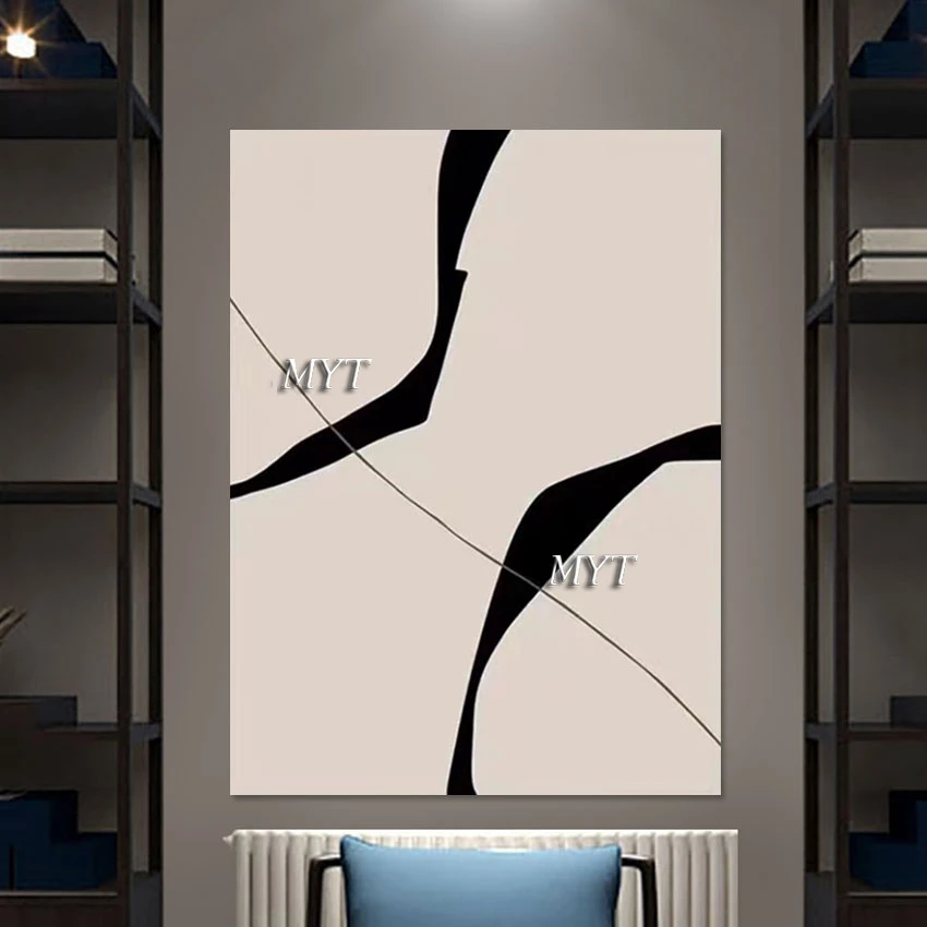 

Contemporary Handmade Paintings Canvas Art Picture Abstract Black Line Texture Design Unframed Wall Decor Acrylic Artwork