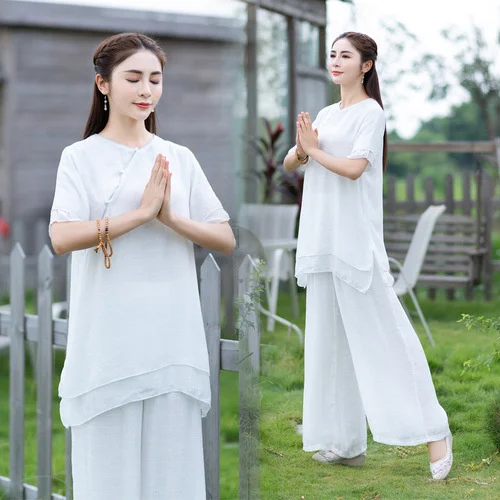 

Cotton Hemp New Tea Suit Outdoor Sports Fitness Gongfu Wushu Indoor Yoga Sets Zen Tai Chi Meditation Suit Gym Clothing Workout