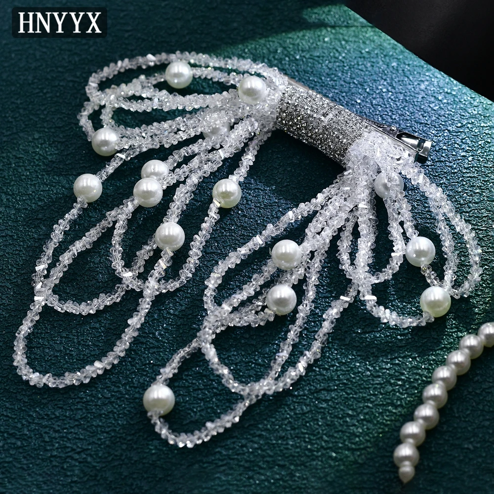 HNYYX Fashion Pearl Girl Hair Clips Elegant Women's Beaded Hairpin Side Hairwear Wedding Jewelry Hair Accessories A173
