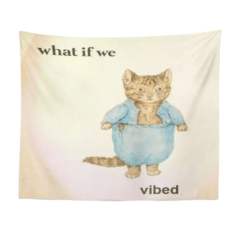 

Gaslight Gatekeep Girlboss What If We Vibed Cat Funny Meme Tapestry Wall Hanging Art for Bedroom Living Room Decor College Dorm