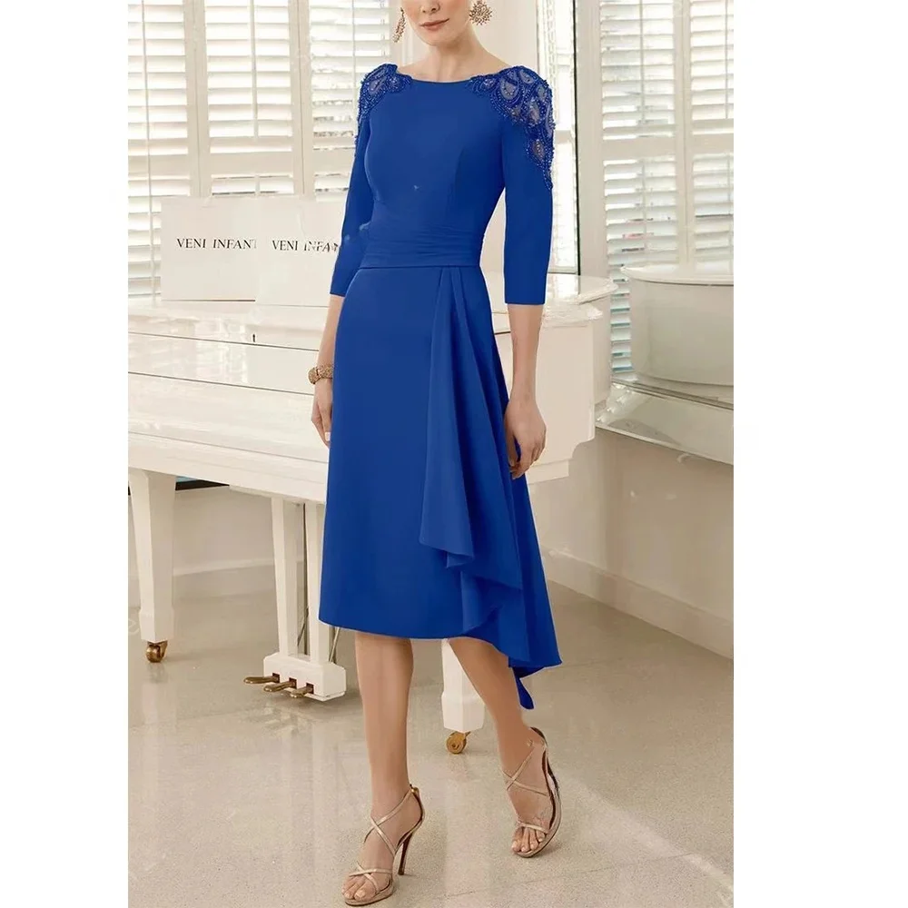 Mother of the Bride Dresses Chiffon Tea-Length A-Line Wedding Party Evening Gala Dress For Women