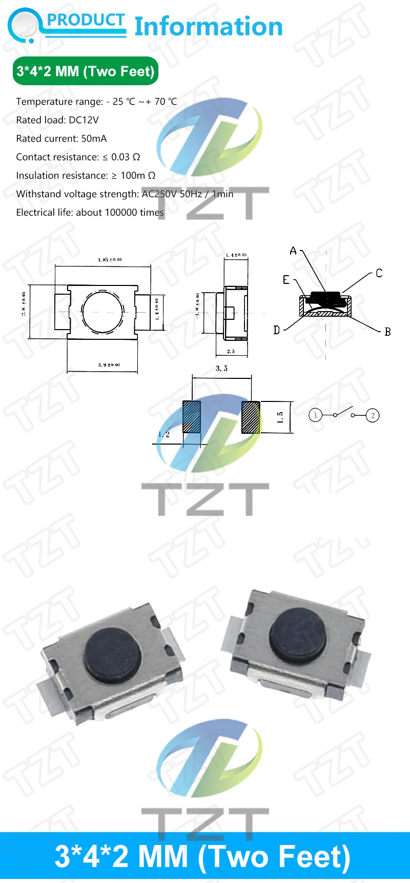 10PCS 3*6 3*4 4*4 SMD Tactile Tact Push Button Schalter 2Pin 4Pin Touch Micro Schalter 3x4x2 3x6x4,3 3x6x2,5 3x6x5 4x4x1,5 4*4*2,5 – Detail 2