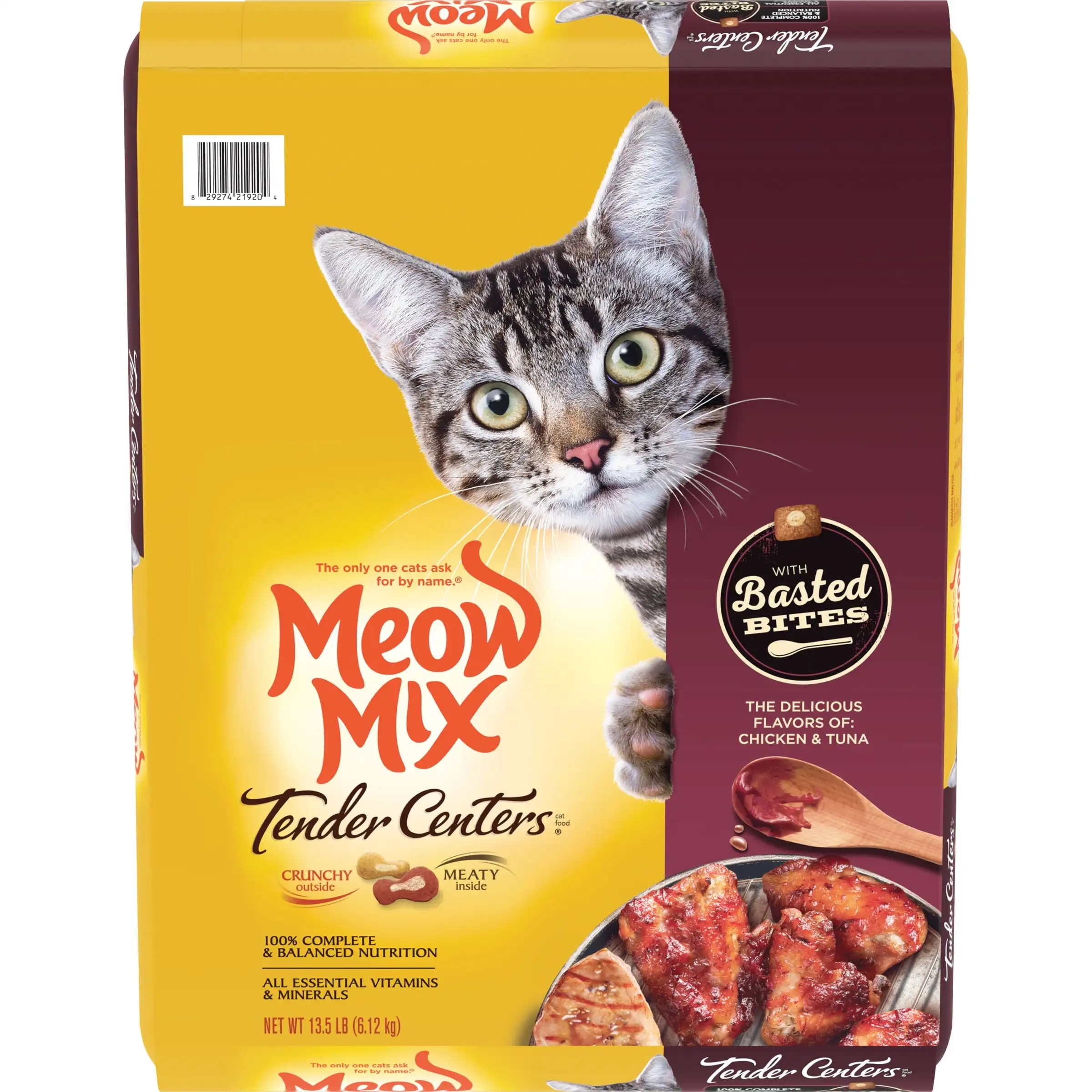 

Meow Mix Tender Centers with Basted Bites, Chicken and Tuna Flavored Dry Cat Food, 13.5-Pound