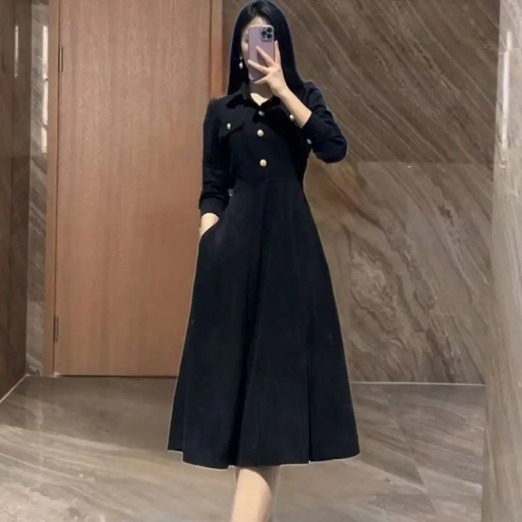 

Женское длинное платье средней длины, Бандажное платье с отложным воротником и длинным рукавом, элегантное шикарное платье с одной грудью, V421, весна 2023