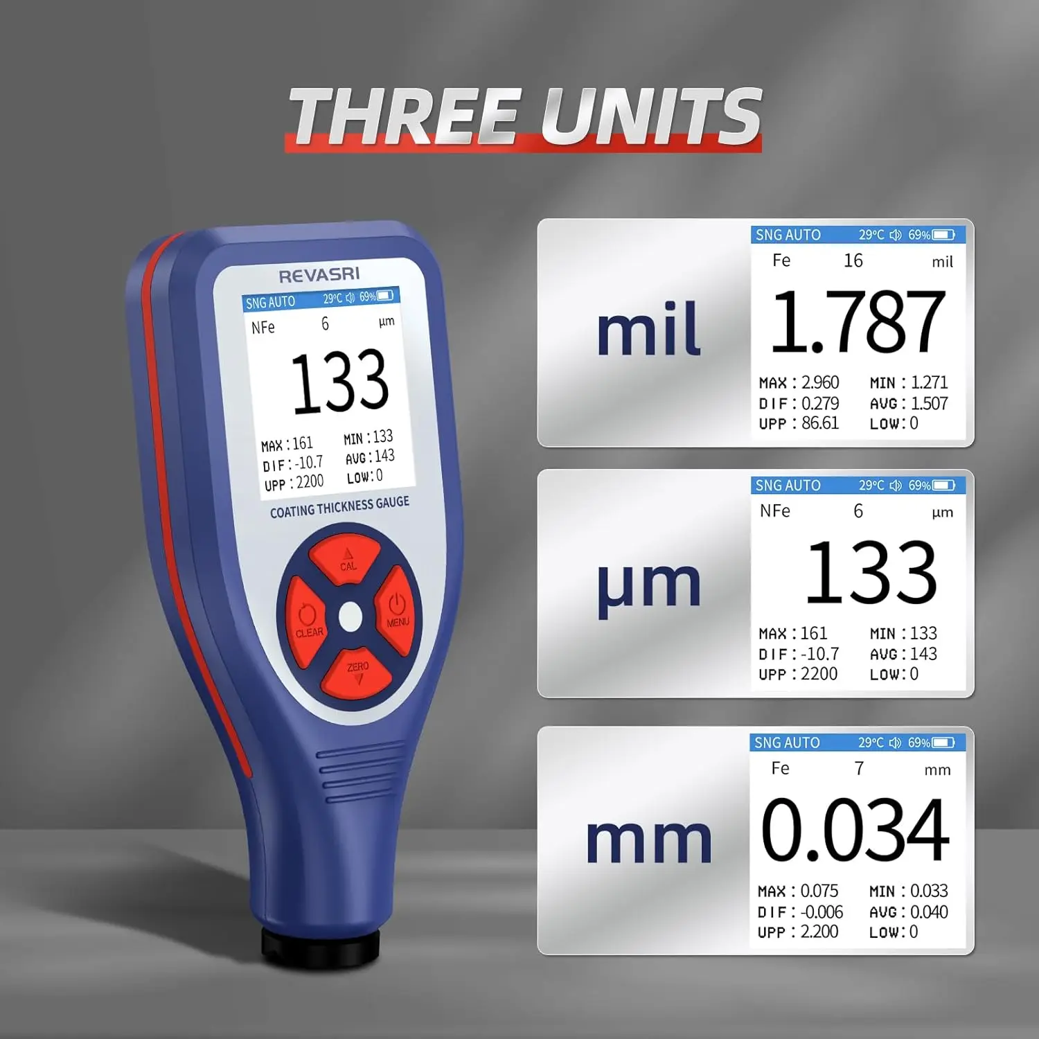 Paint Mil Thickness Meter Gauge for Fe/NFe Car Coating Thickness Measurement in
