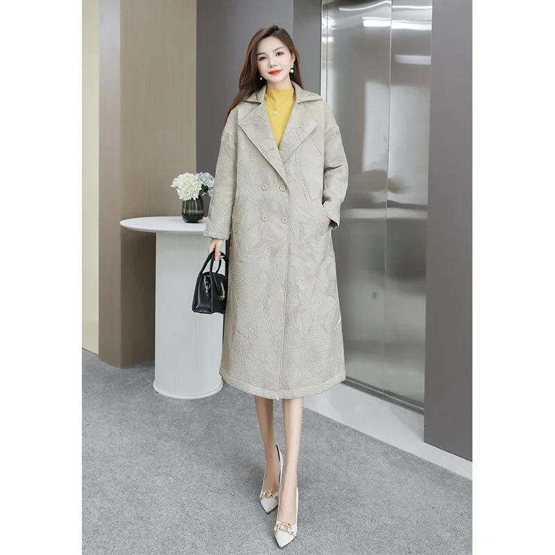 

Coat winter new pleated Korean style cotton coat long cotton clothes women's knee-length Miyake mid-length thin windbreaker