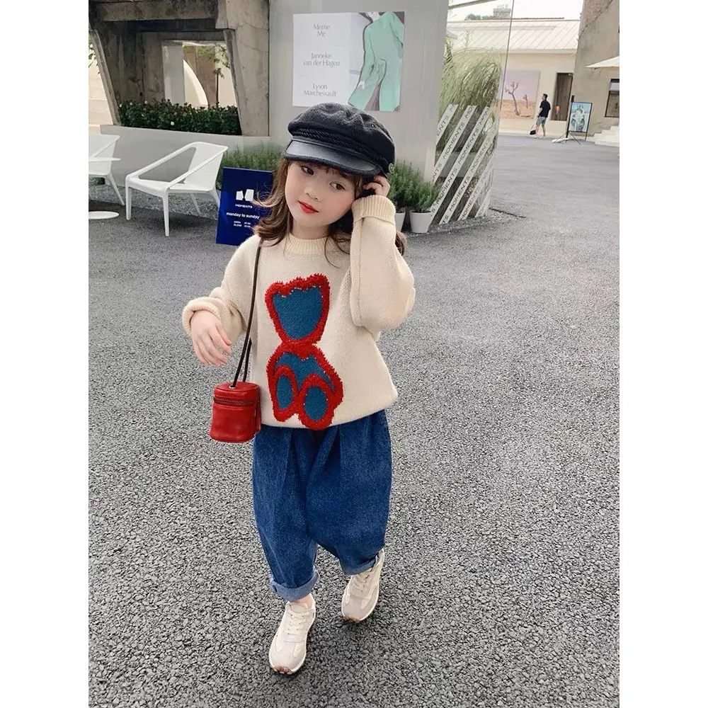 

Girl's Sweater 2022 Autumn and Winter New Children's Knitted Bottoming Shirt Baby Pullover Keep Warm Korean Cartoon