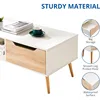 Modern Wooden Cocktail Mid Century ModernCoffee Minimalist HallwayTable with Storage for LivingRoom Apartment Reception, White 6