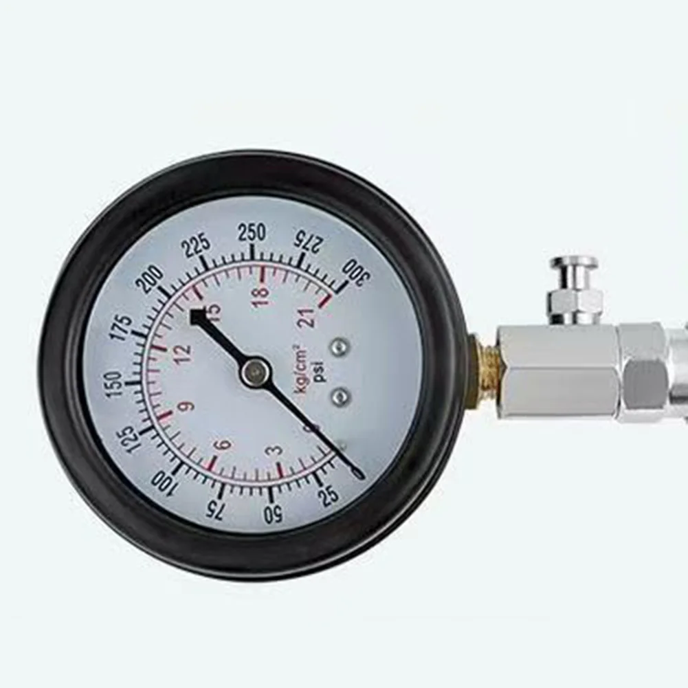 실린더 압력 게이지 키트 0-300PSI 자동차 트럭 오토바이 엔진 압축 테스터 도구용 어댑터 포함