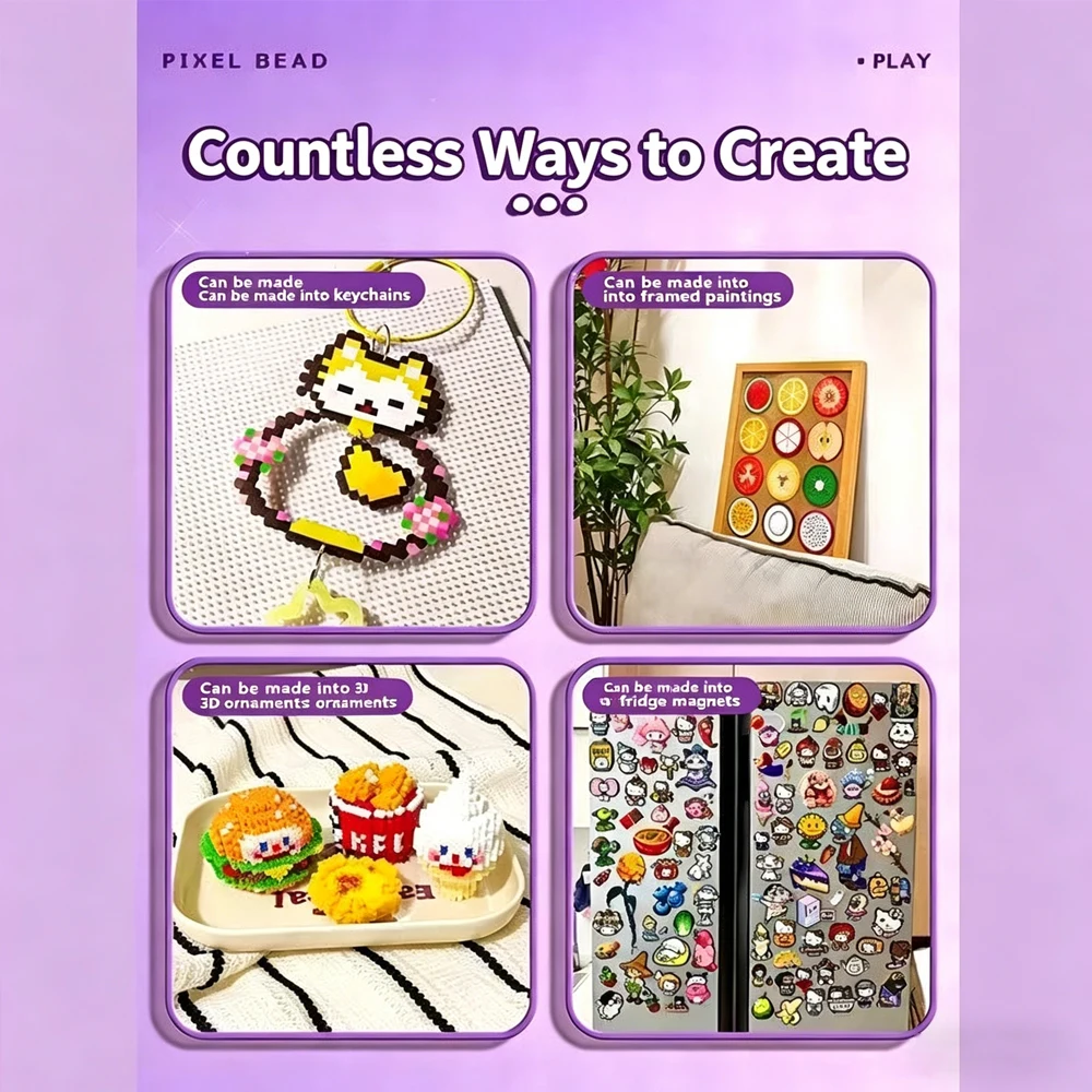 1000pcs 2.6mm 펄러 비즈는 전체 색상 구성으로 완성됩니다. Diy 직소 퍼즐 수제 선물 홈 인테리어를 위한 퓨즈 하마 비즈