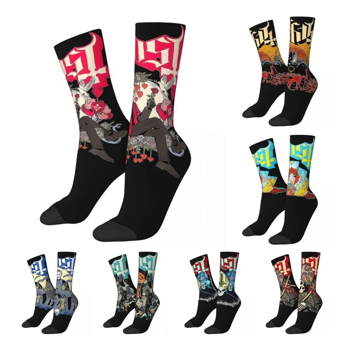 

Ghost - Impera Maestro Merch Crew Socks Sweat Absorbing Skeleton Graphic Middle Tube Socks Cotton for Unisex Little Small Gifts