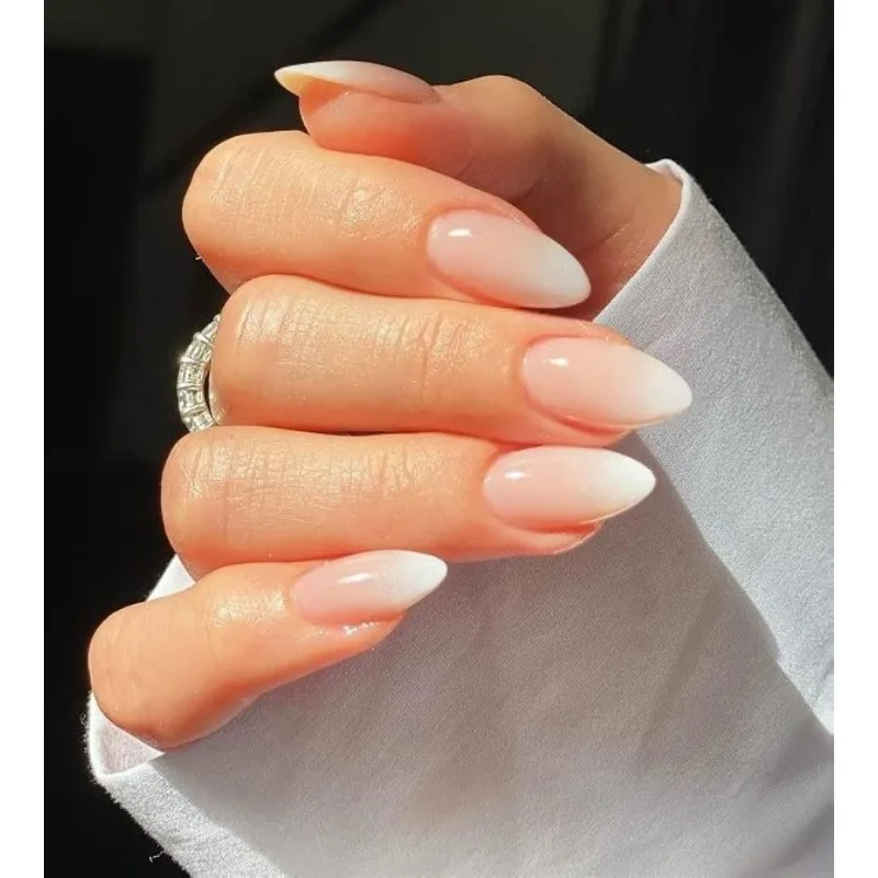 Description Picture 2 of item24PCS Press on Nails Short Almond Medium Fake False Nails With Glue Acrylic Nail Art Nails for Women Girls Almond Nude Gradient