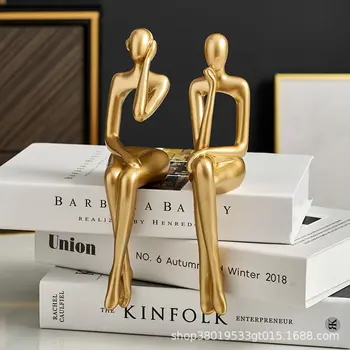 북유럽 앉아있는 추상 피규어 장식품, 홈 데코, 사상가 레진 공예, 방 장식 액세서리