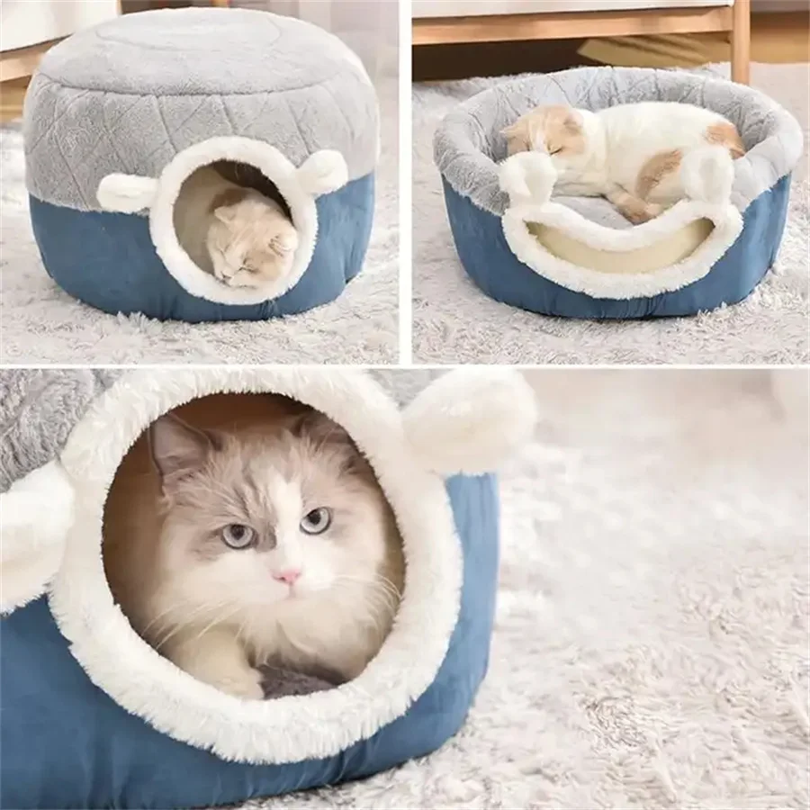

Fluffy Dog Bed Cat Mat Round Pet House Sofa Fur Taupe Soft Plush Cat Bed For Small Dogs Cats Blanket Nest Winter Warm Sleeping