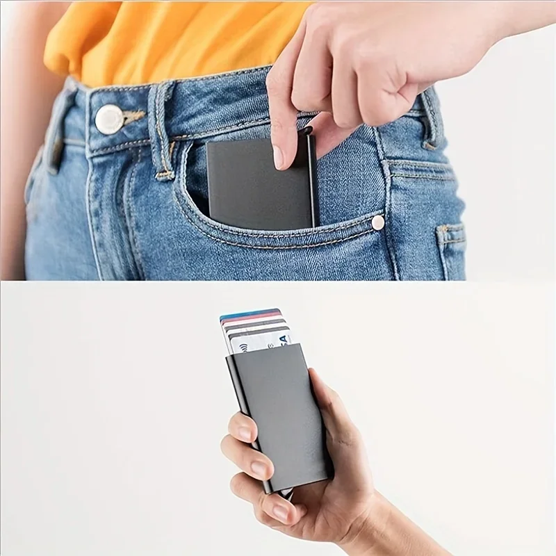 Anti-theft ID Credit Card Holder Porte Carte Thin Aluminium Metal Wallets Pocket Case Bank Women Men Credit Card Box tarjetero 5