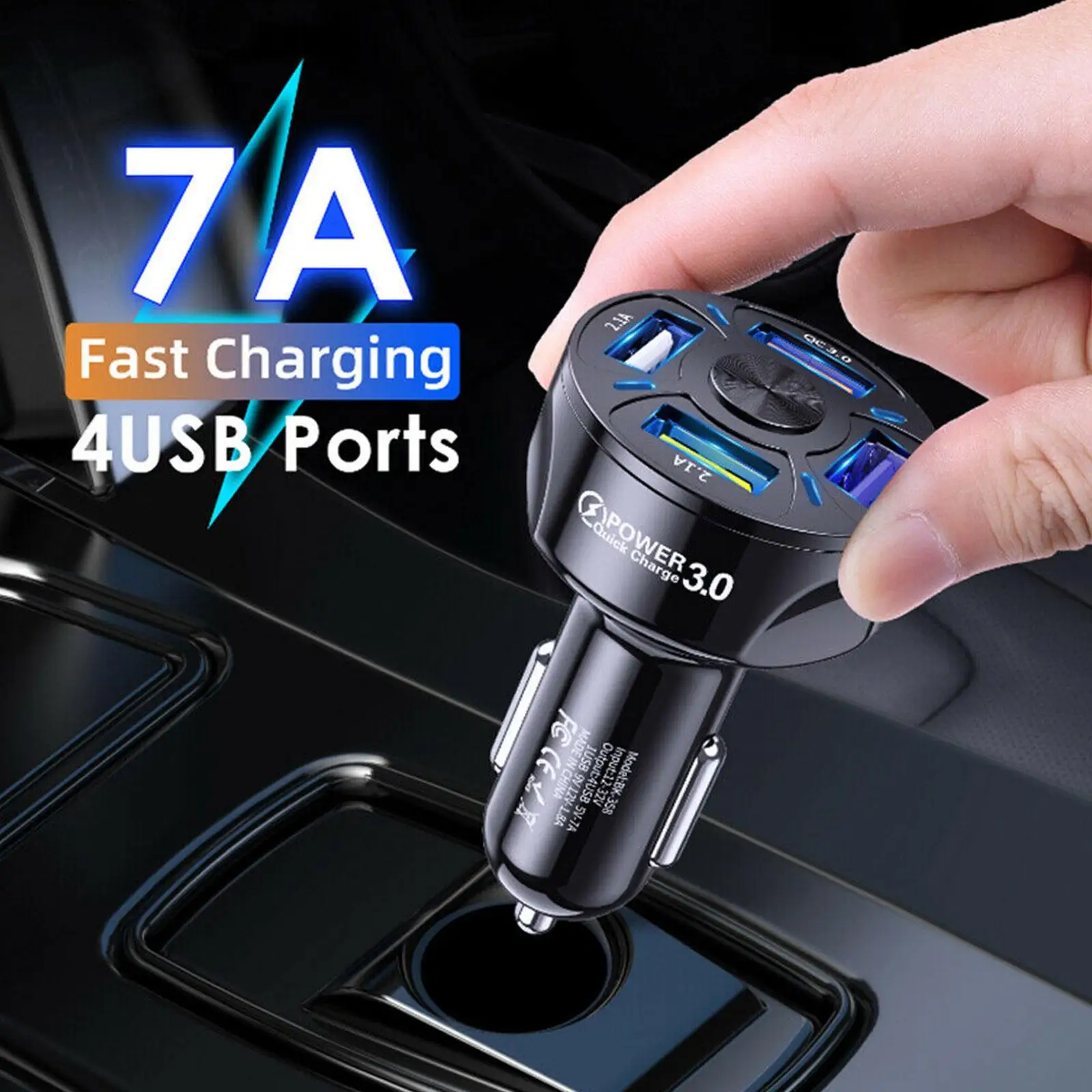 

66W 4 Ports USB Car Charger PD Quick Charge QC3.0 Type C Fast Charging Car Adapter Cigarette Lighter Socket Splitter For iP W5P0