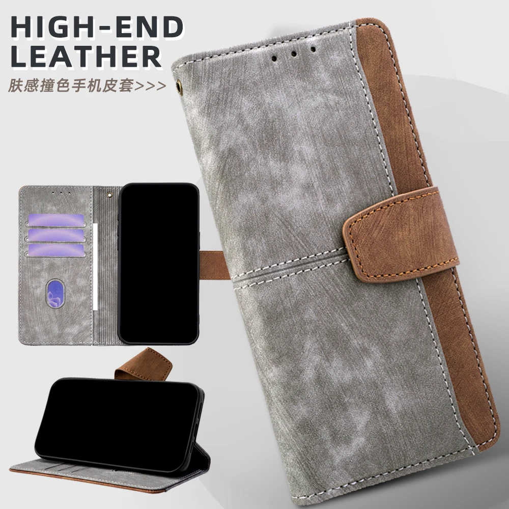 Elegant Leather Wallet Flip Case with Metal Buckle - Fall Prevention Book Style Cover