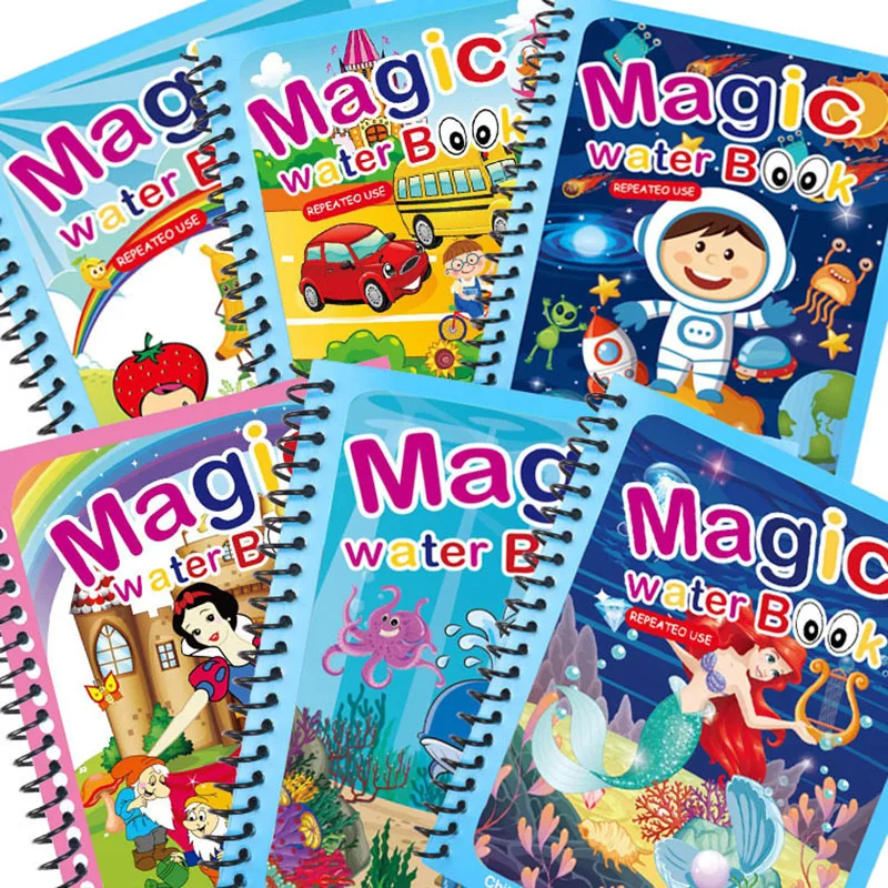كتاب سحري للرسم المائي ألعاب مونتيسوري كتاب تلوين قابل لإعادة الاستخدام كتاب رسم مائي سحري للتعليم المبكر الحسي للأطفال 3