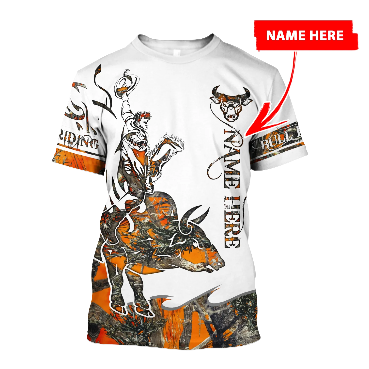 2022 sommer Mode herren t shirt Personalisierte Name Bull Reiten Tattoo 3D Gedruckt Unisex T-shirt straße Beiläufige sport T-shirt DW45 – Detail 10