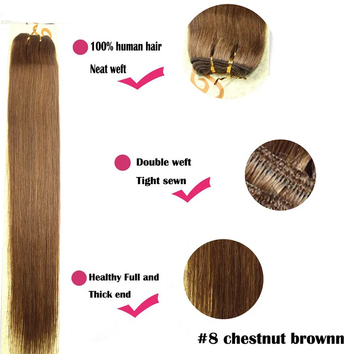Chocola Straight 100% Real Human Hair Weft Bundles Extensions 100g/Pcs 16\