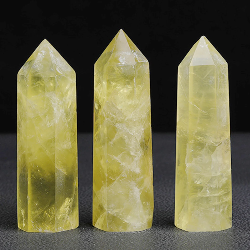1PC Natural Citrine Column Yellow Crystal 4-8cm Home Decoration