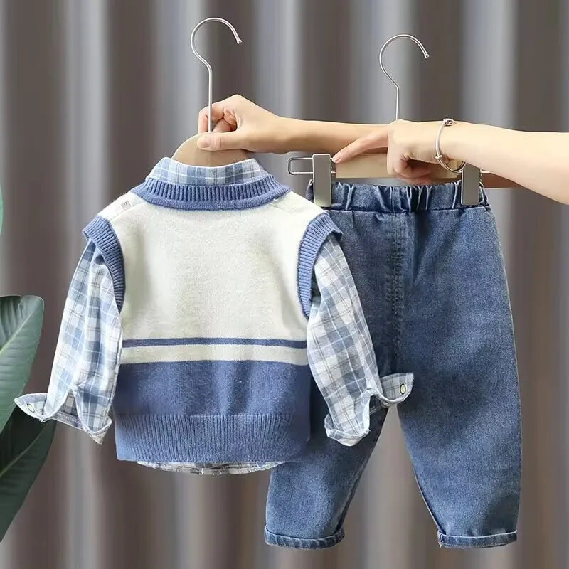 Baby 3-Piece Vest, Shirt & Jeans Set 3
