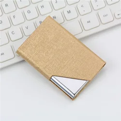 Luxury PU Leather Card Holder Wallet with Metal Accent (Gold)