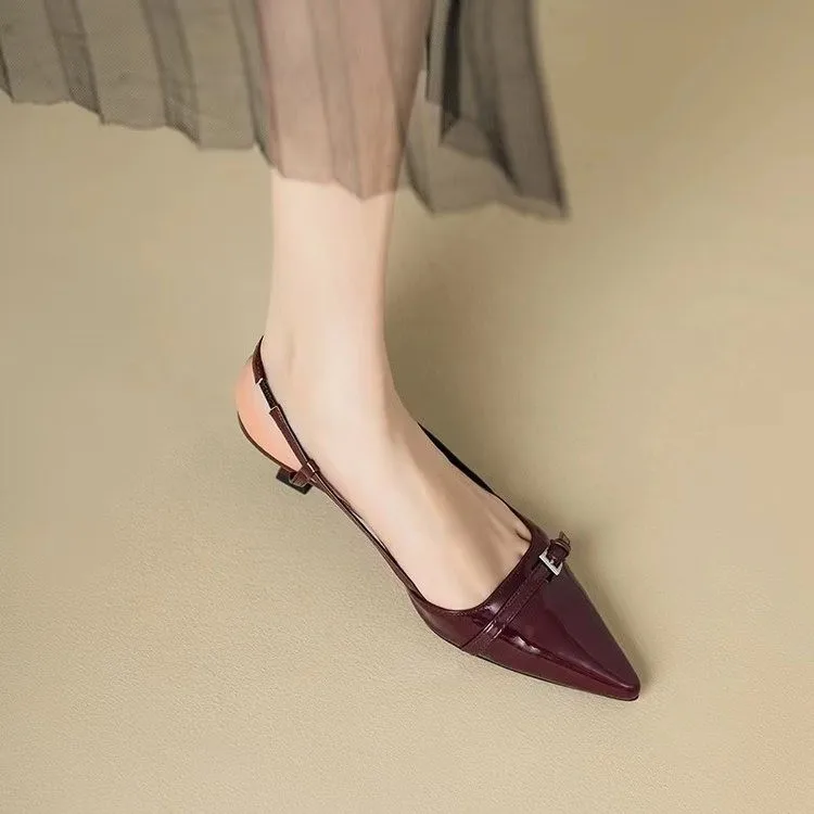 Pointed Toe Sexy Mid Heels Party Shoes Women Sandals Designer Summer Brand Pumps Slingback Casual Shoes Dress Slippers