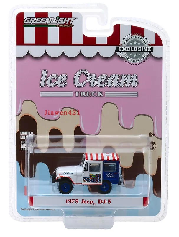 

1:64 1975 Jeep DJ-5 грузовик для мороженого литый под давлением металлический сплав Модель автомобиля игрушки для подарка коллекция