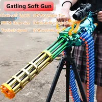 Gatling Chain Action Soft Bomb Gun 115CM Large Size Electric Burst EVA Soft DIY Assembe Chain Soft Bullet Gatling Heavy Machine 1