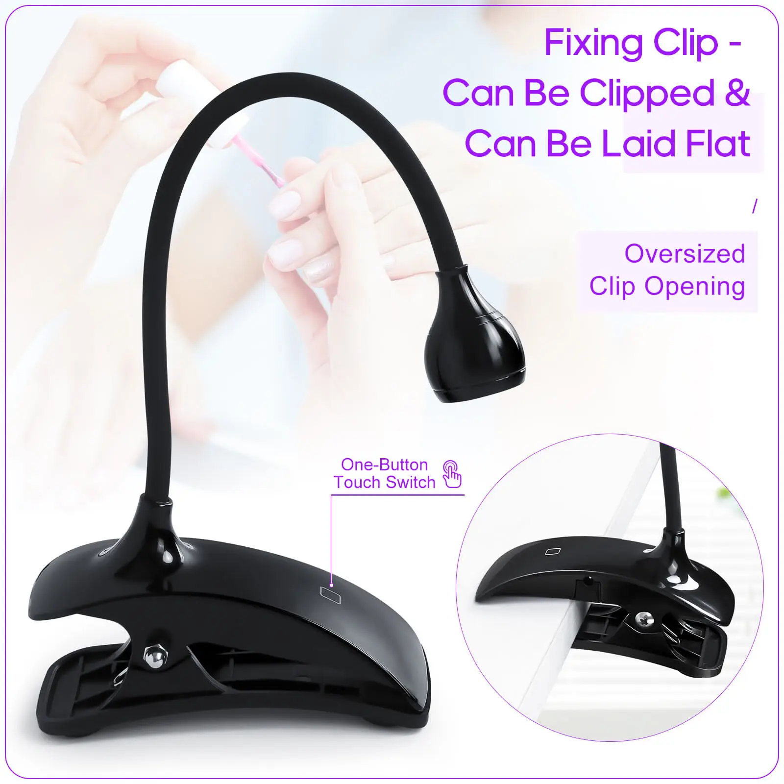 Led Nail Lights Dryer Ultraviolet  UV Lamp Mini Flexible Clip-On Desk USB Gel Curing Manicure Pedicure Tools 5