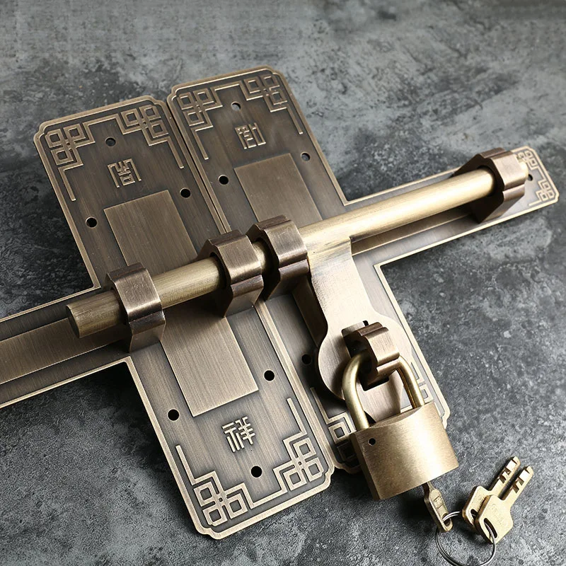 Pure Brass Thickened Bolt in Chinese Antique Style Lock Old Wooden Door Ancient Building Complex Classical Courtyard D