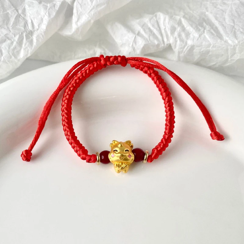 Constellation Zodiac Sign Braided Animal Bracelet Men Women Red Rope Gold Color Beads Bracelet Bangle Gift Jewelry 12