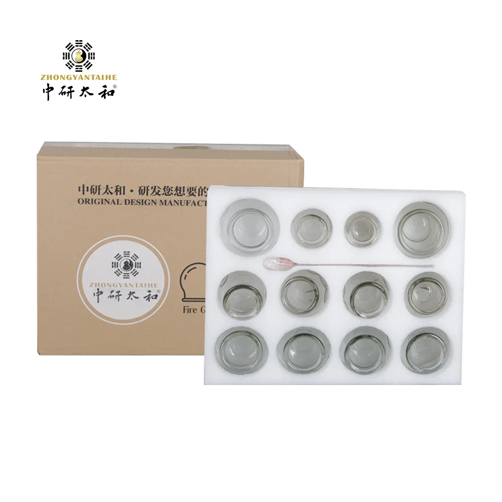 Cupping Set Chinese Cup Device Suction Apparatus Vacuum Cupping Cups Jars Therapy Professional Glass Suction Cups Massage Claro Cupping Set